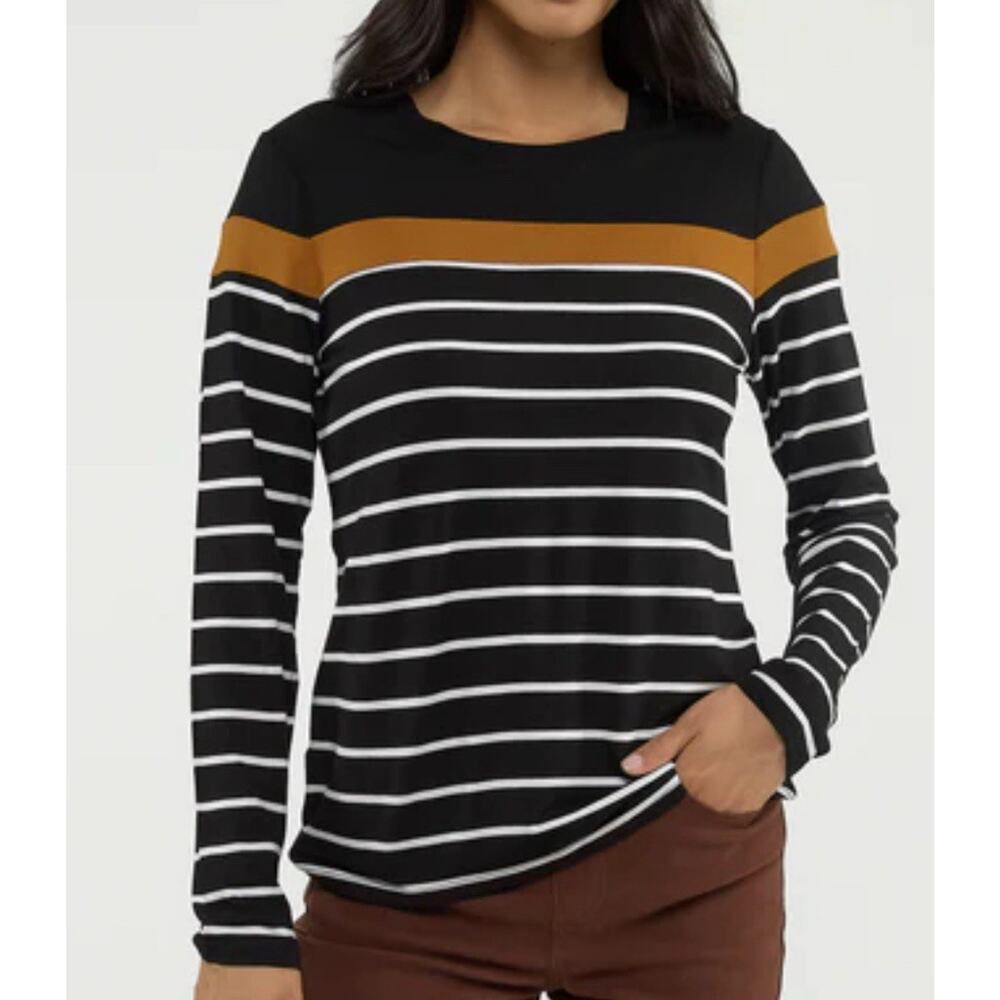 LilyCoco Women's Long-Sleeve, Crew Neck, Striped Top Size Large